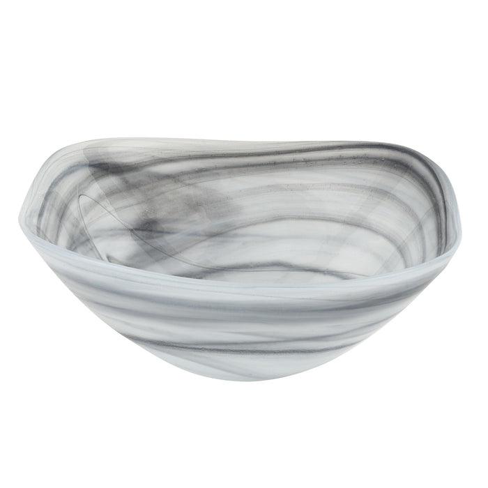 Set of Two 6" Gray And White Alabaster Glass Square Candy or Nut Bowls