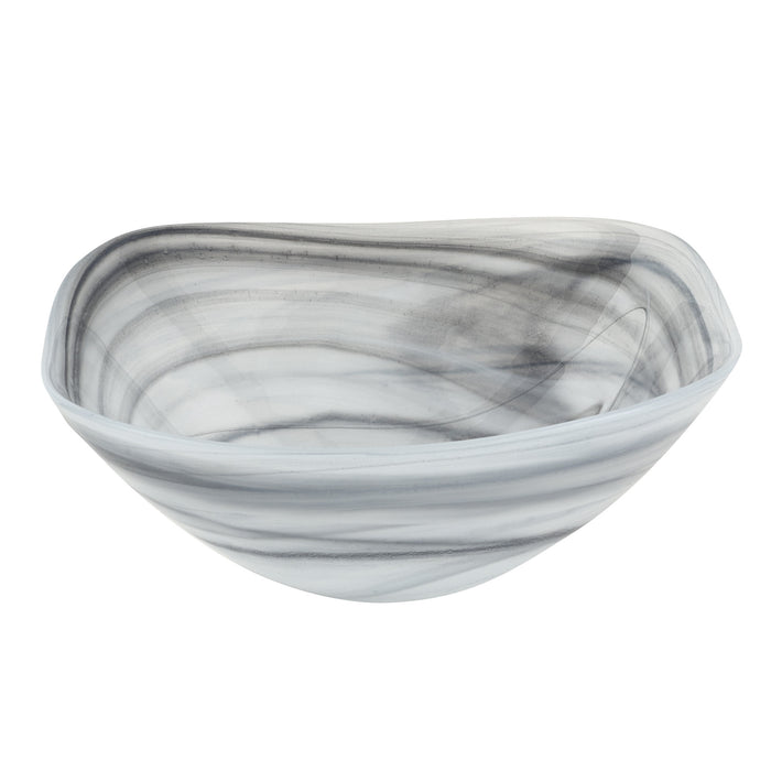 Set of Two 6" Gray And White Alabaster Glass Square Candy or Nut Bowls