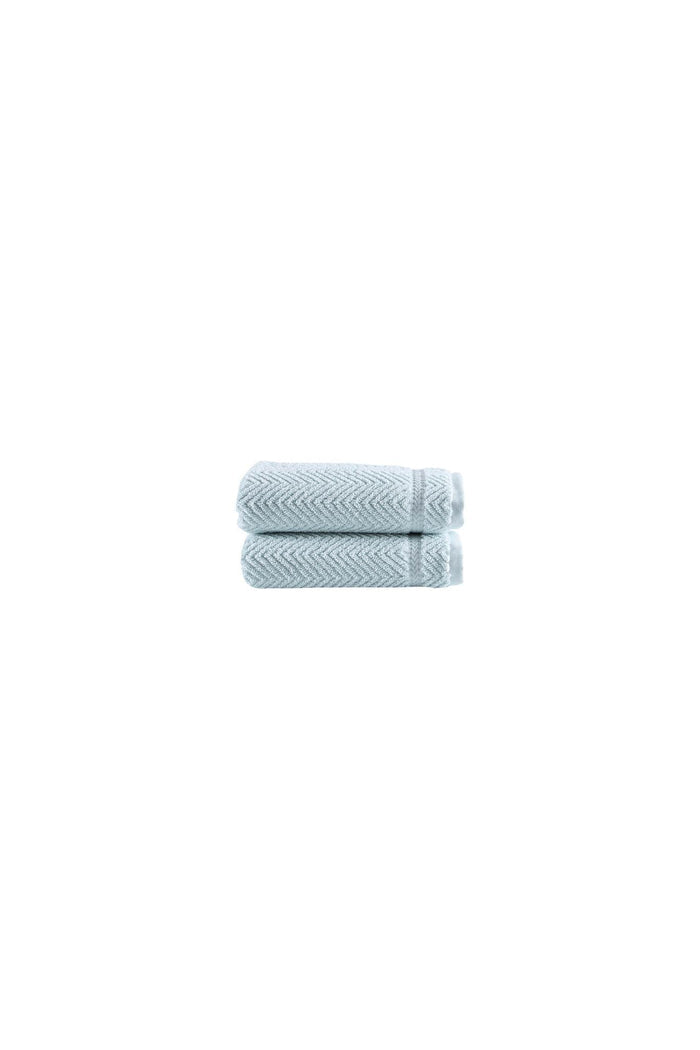 Set of Two Aqua Chevron Turkish Cotton 16" X 30" Hand Towels