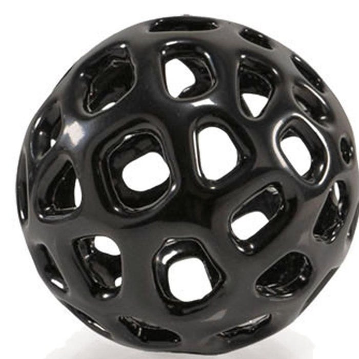 Set of Two Black Aluminum Hand Painted Decorative Orbs