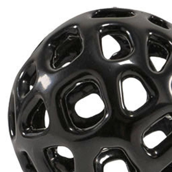 Set of Two Black Aluminum Hand Painted Decorative Orbs