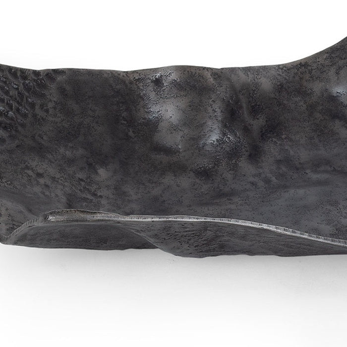 Set of Two Black And Silver Aluminum Abstract Vanity Trays