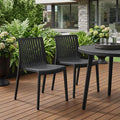 Set of Two Black Heavy Duty Plastic Outdoor Stacking Accent Chairs