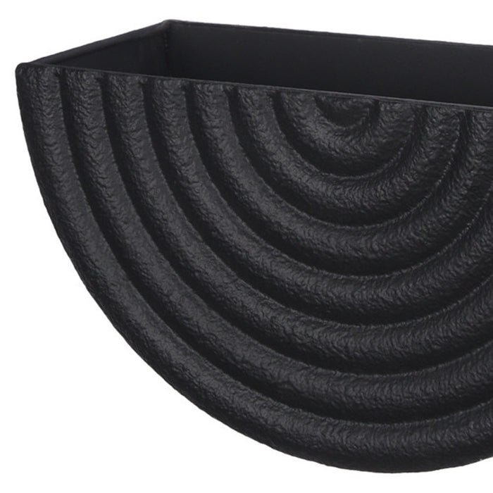 Set of Two Black Metal Geometric Half Moon Wall Planters