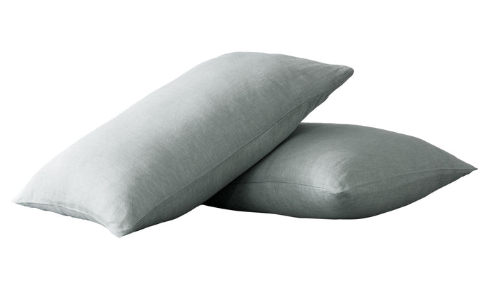 Set of Two Blue Linen King Pillowcases