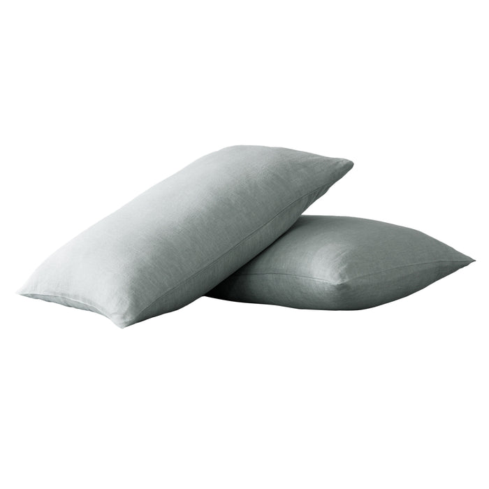 Set of Two Blue Linen King Pillowcases