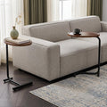 Set of Two Brown and Black Wood and Metal Oval End Tables