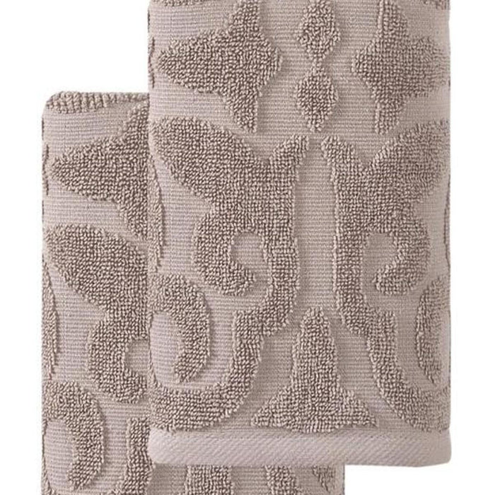 Set of Two Brown Floral Turkish Cotton 16" X 30" Hand Towels