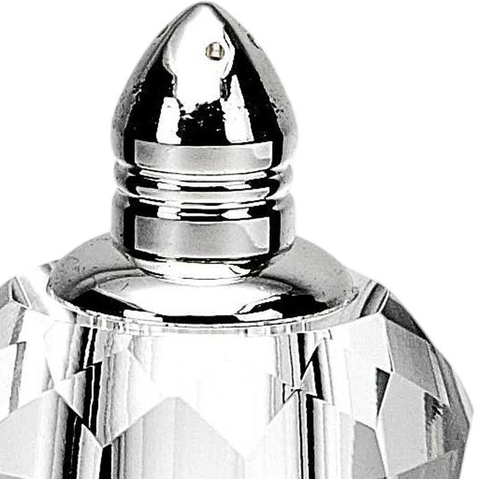 Set of Two Clear And Silver Crystal Geometric Pepper Shakers