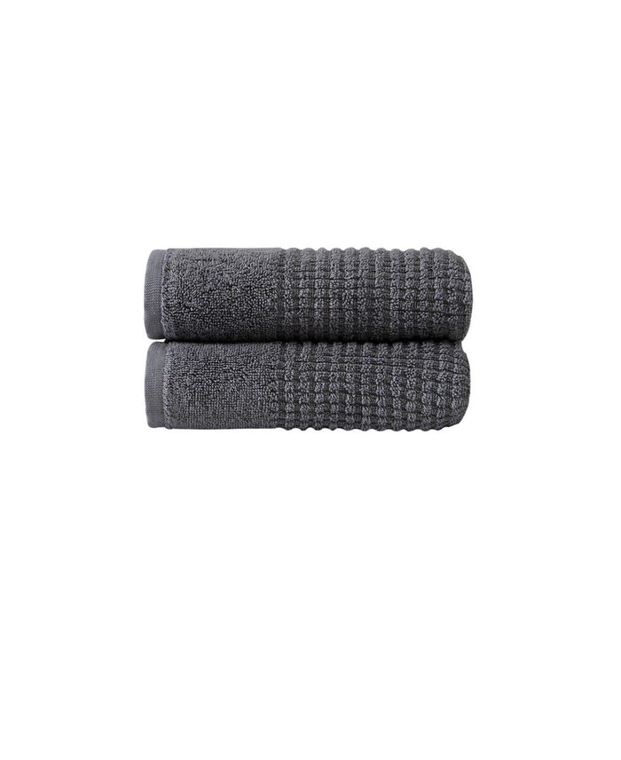 Set of Two Dark Gray Polka Dots Turkish Cotton 16" X 30" Hand Towels