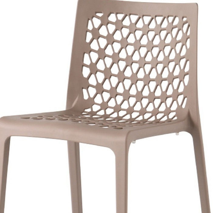 Set of Two Gray Heavy Duty Plastic Outdoor Stacking Dining Chairs