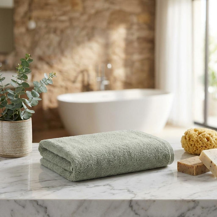 Set of Two Green Turkish Cotton 16" X 30" Hand Towels