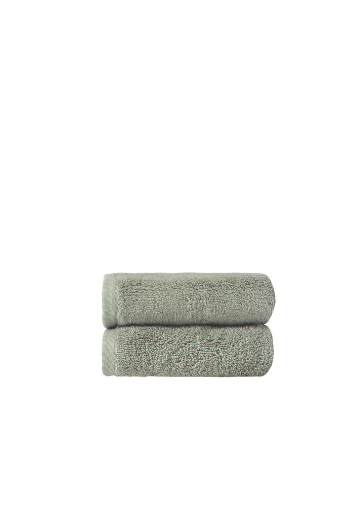 Set of Two Green Turkish Cotton 16" X 30" Hand Towels