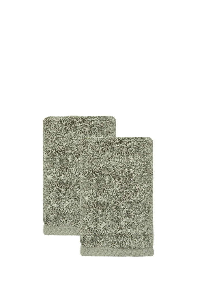 Set of Two Green Turkish Cotton 16" X 30" Hand Towels