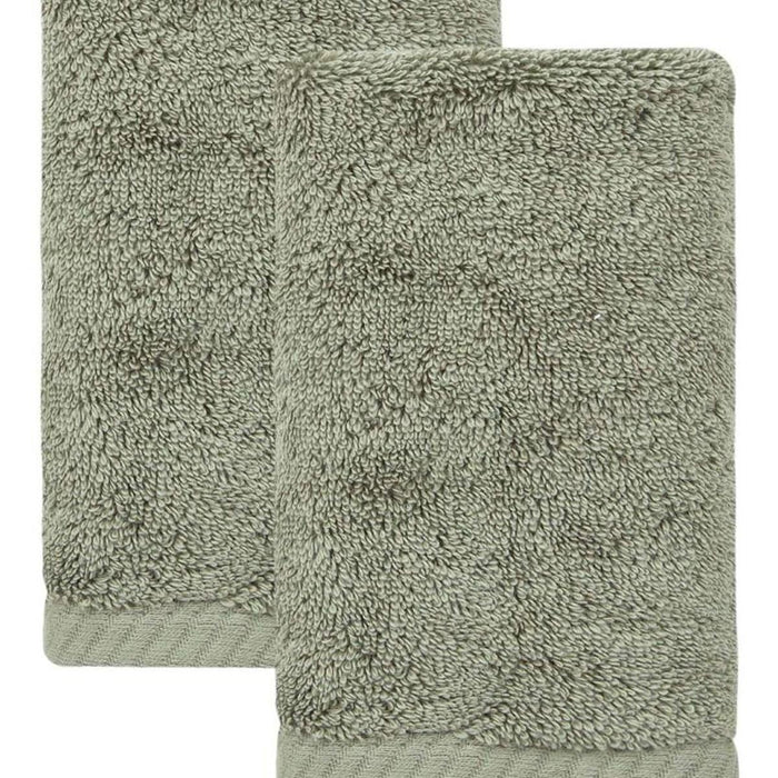 Set of Two Green Turkish Cotton 16" X 30" Hand Towels
