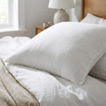 Set of Two Ivory Linen King Pillowcases