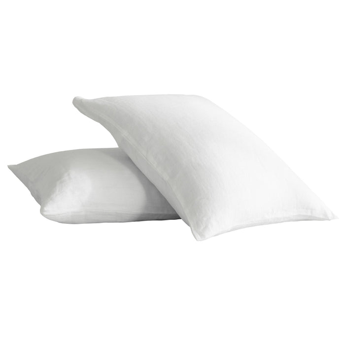 Set of Two Ivory Linen King Pillowcases