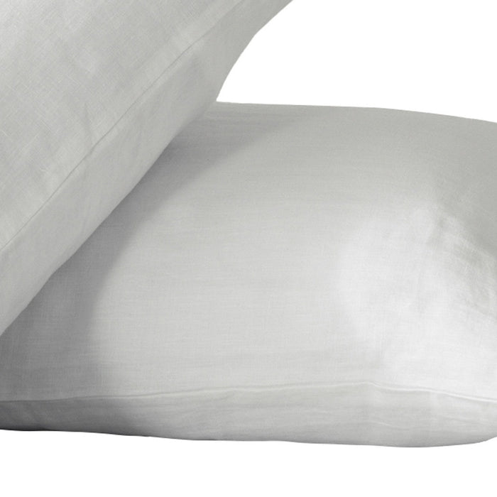 Set of Two Ivory Linen King Pillowcases