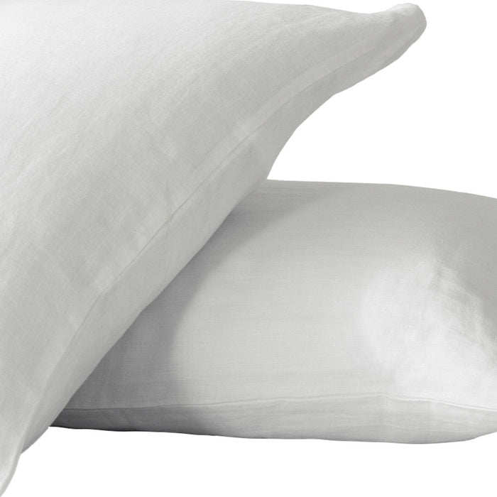 Set of Two Ivory Linen King Pillowcases