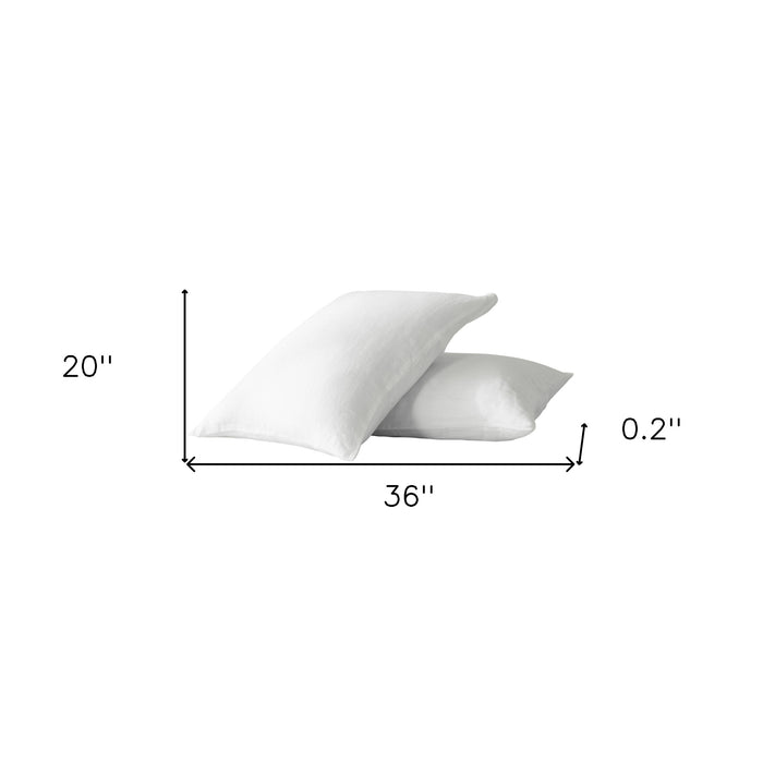 Set of Two Ivory Linen King Pillowcases