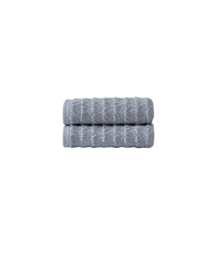 Set of Two Light Gray Geometric Turkish Cotton 16" X 30" Hand Towels