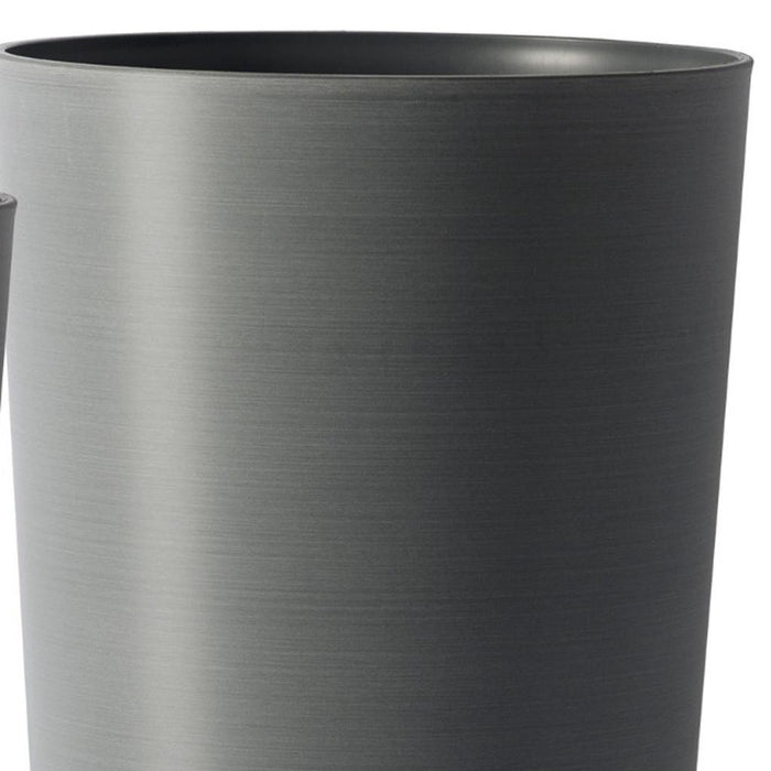 Set of Two Light Gray Heavy Duty Plastic Cylindrical Planter Pots