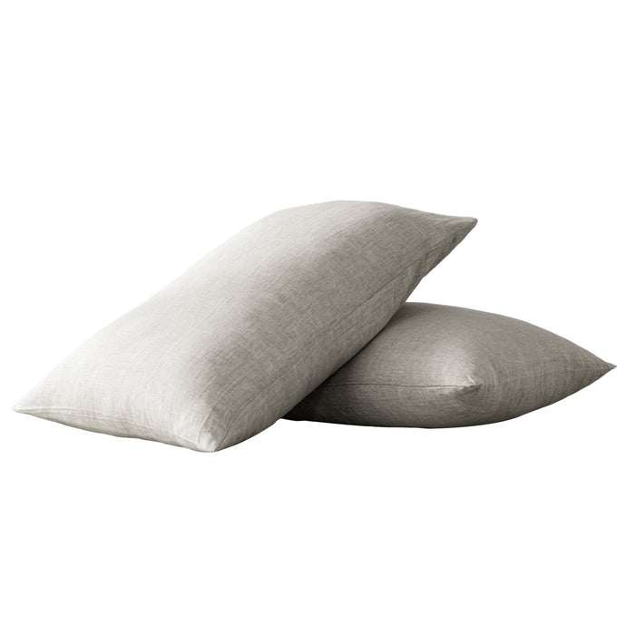 Set of Two Light Gray Linen Standard Pillowcases