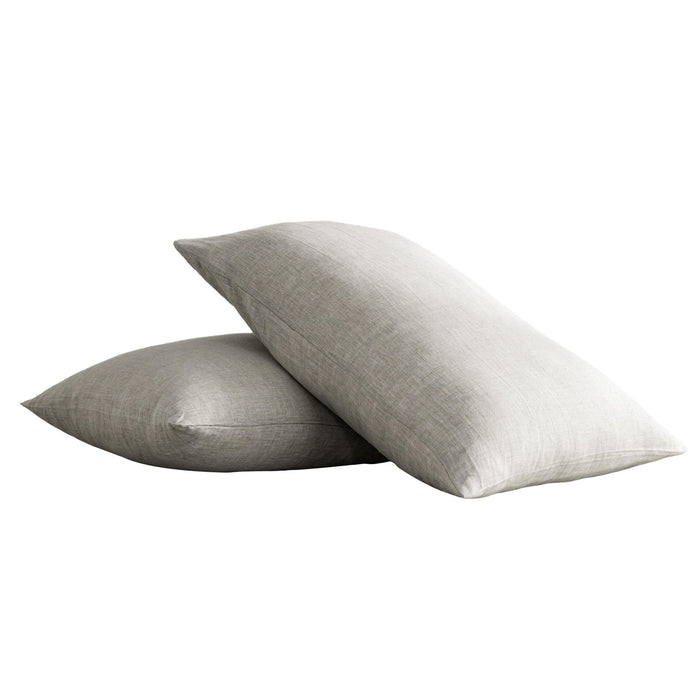 Set of Two Light Gray Linen Standard Pillowcases