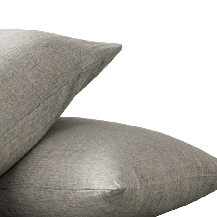 Set of Two Light Gray Linen Standard Pillowcases
