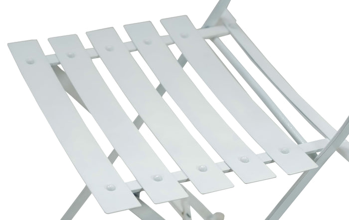 Set of Two White Aluminum Outdoor Folding Dining Chairs
