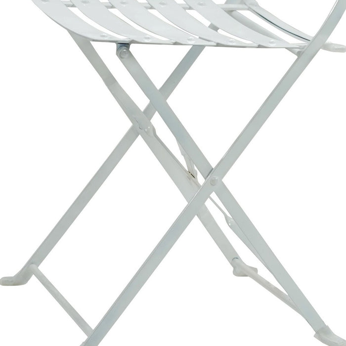 Set of Two White Aluminum Outdoor Folding Dining Chairs