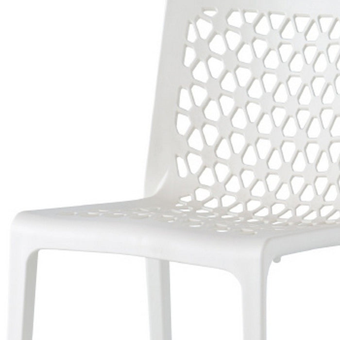 Set of Two White Heavy Duty Plastic Outdoor Stacking Dining Chairs