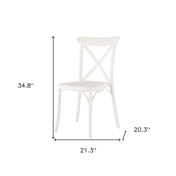 Set of Two White Heavy Duty Plastic Outdoor Stacking Dining Chairs