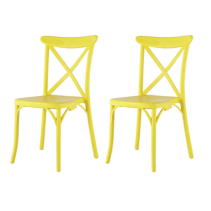 Set of Two Yellow Heavy Duty Plastic Outdoor Dining Chairs