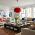 Shanghai 1-Light Brushed Nickel Pendant With Sheer Red Ribbon Shade
