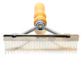 Shedding/Moulting Rake comb with wooden handle and multi-length metal teeth