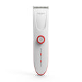 Shernbao Pet Trimmer clipper, front view with power button and blade
