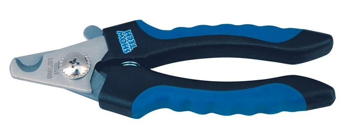 Show Tech Comfort Grip dog nail clippers with blue and black handles