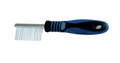 Show Tech face and ear comb with fine teeth and a padded blue grip handle