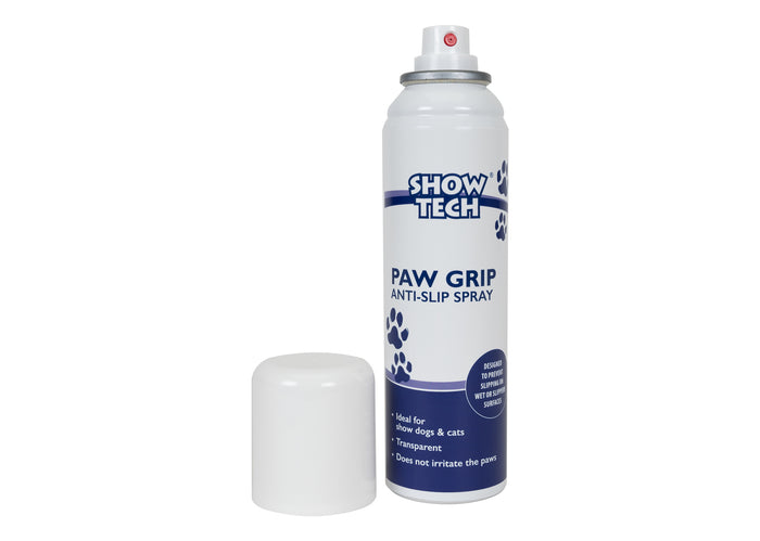 Show Tech Paw Grip Anti-Slip Spray aerosol can with its cap removed beside it