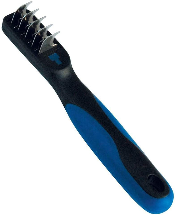 Show Tech Professional Matbuster de-matting tool with five curved metal blades and a blue handle