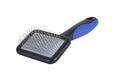 Show Tech Universal Soft Slicker brush, tiny size, with fine metal pins and a blue handle