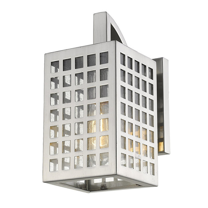 Silver And Clear Seeded Dimmable Outdoor Hanging Light With Silver And Clear Shades