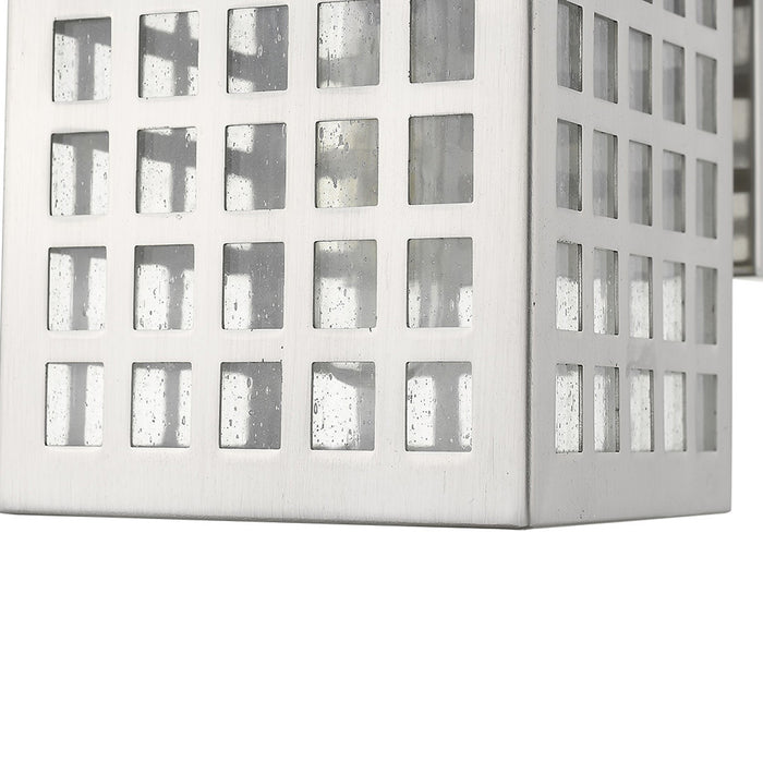 Silver And Clear Seeded Dimmable Outdoor Hanging Light With Silver And Clear Shades