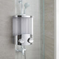 Silver Heavy Duty Plastic Two Chamber Wall Mount Soap Dispenser