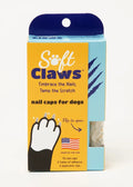 Soft Claws nail caps for dogs retail box showing contents and application
