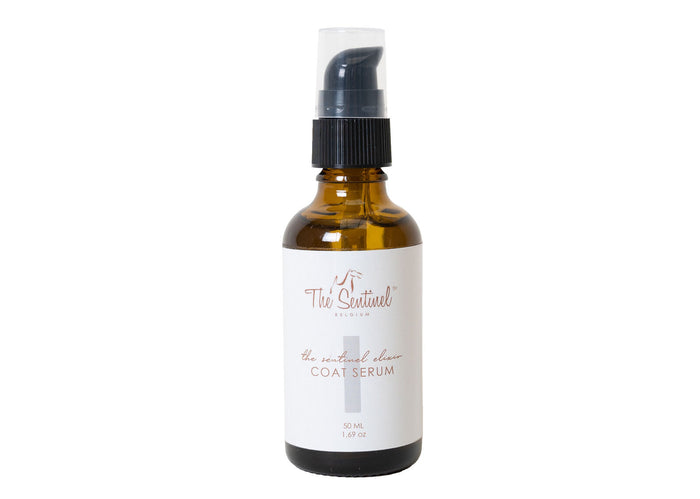 The Sentinel Coat Serum amber pump bottle, 50ml