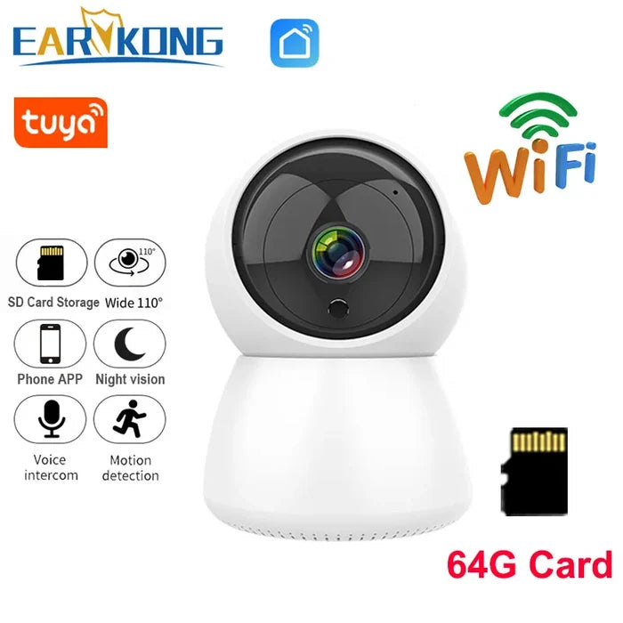 Shop for better home protection today with a Tuya WiFi Indoor Camera offering 2MP HD video & 15m IR night vision for added security.