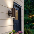 Two Light Bronze Cylinder Wall Light