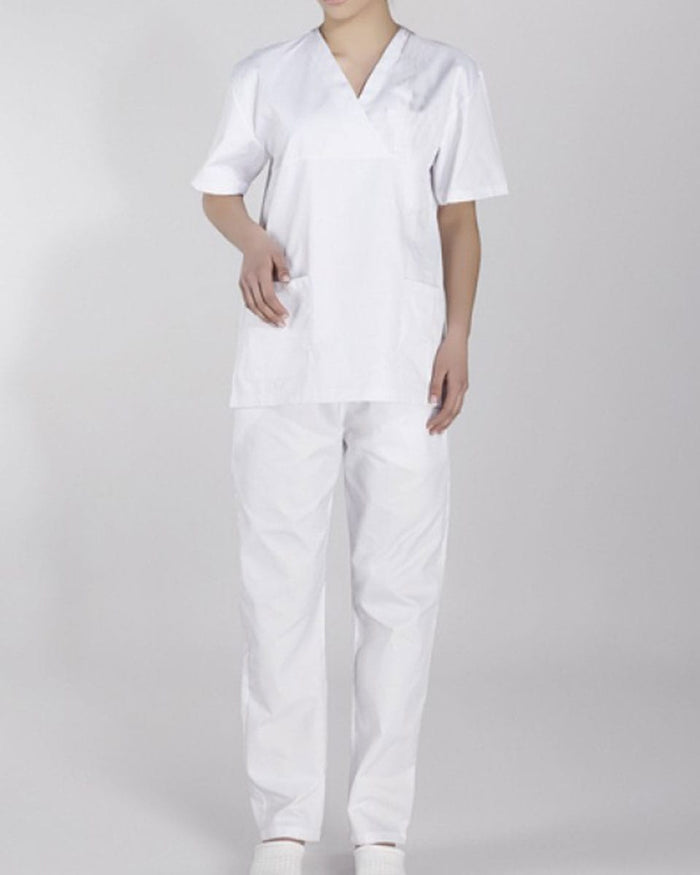 Unisex Ιατρικό Λευκό Κοστούμι με Κοντό Μανίκι Scrub-X Small